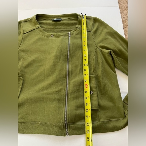 ModCloth Knit Moto Jacket Olive Green Size 1x - Picture 8 of 9